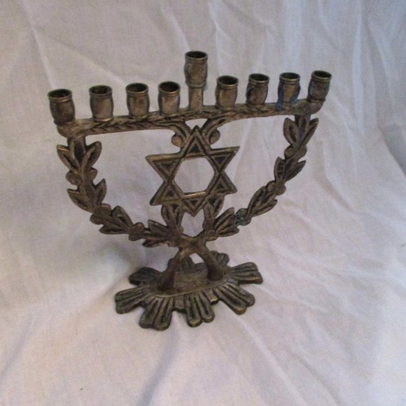 Vintage Rustic HANUKAH CHANUKAH MENORAH Silver Plated Candelabra Candle Holder C - Picture 3 of 5